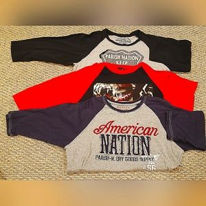 Men's raglan shirts Parish Nation, Akoo - lot of 3 (medium and large)